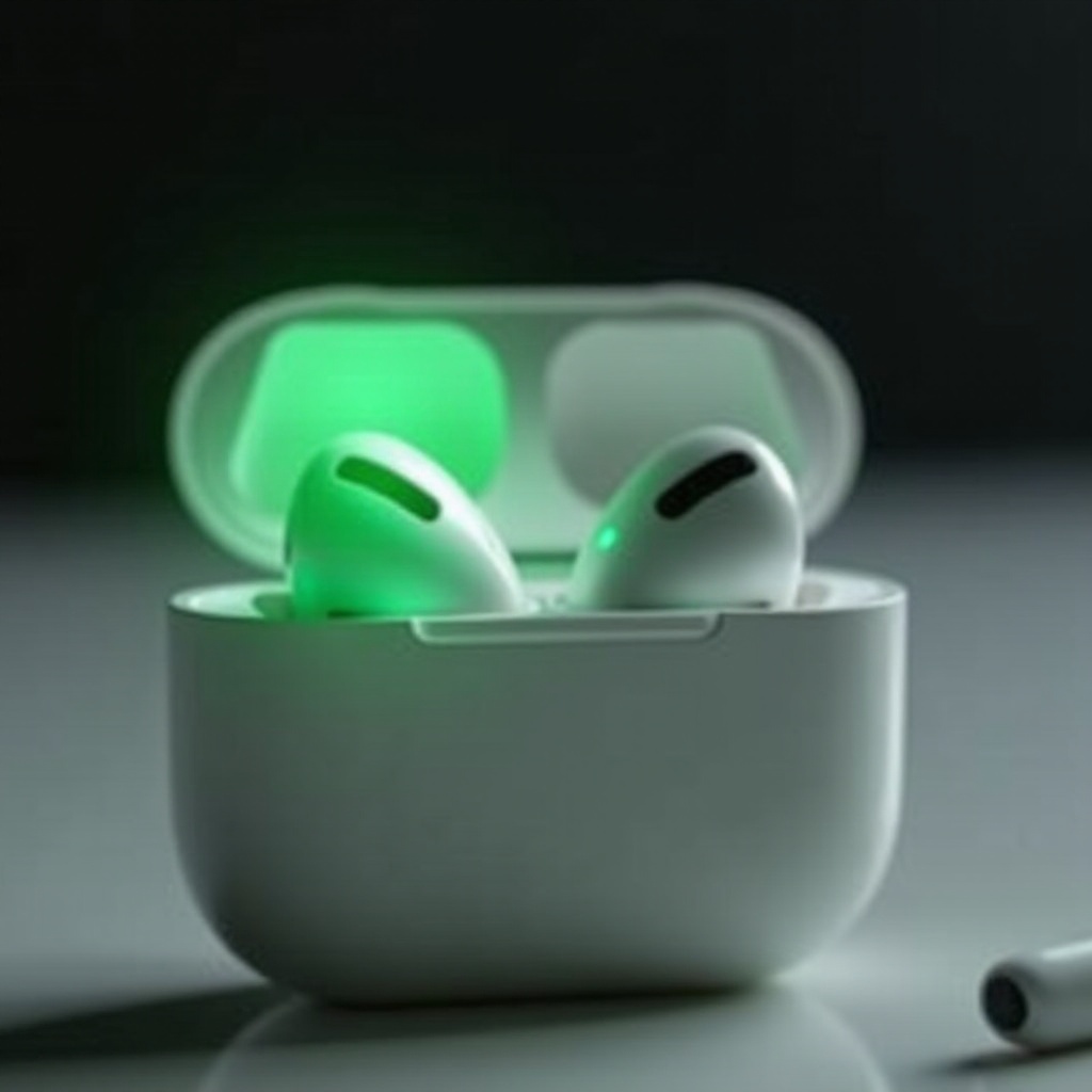 AirPod vilkkuu vihreänä