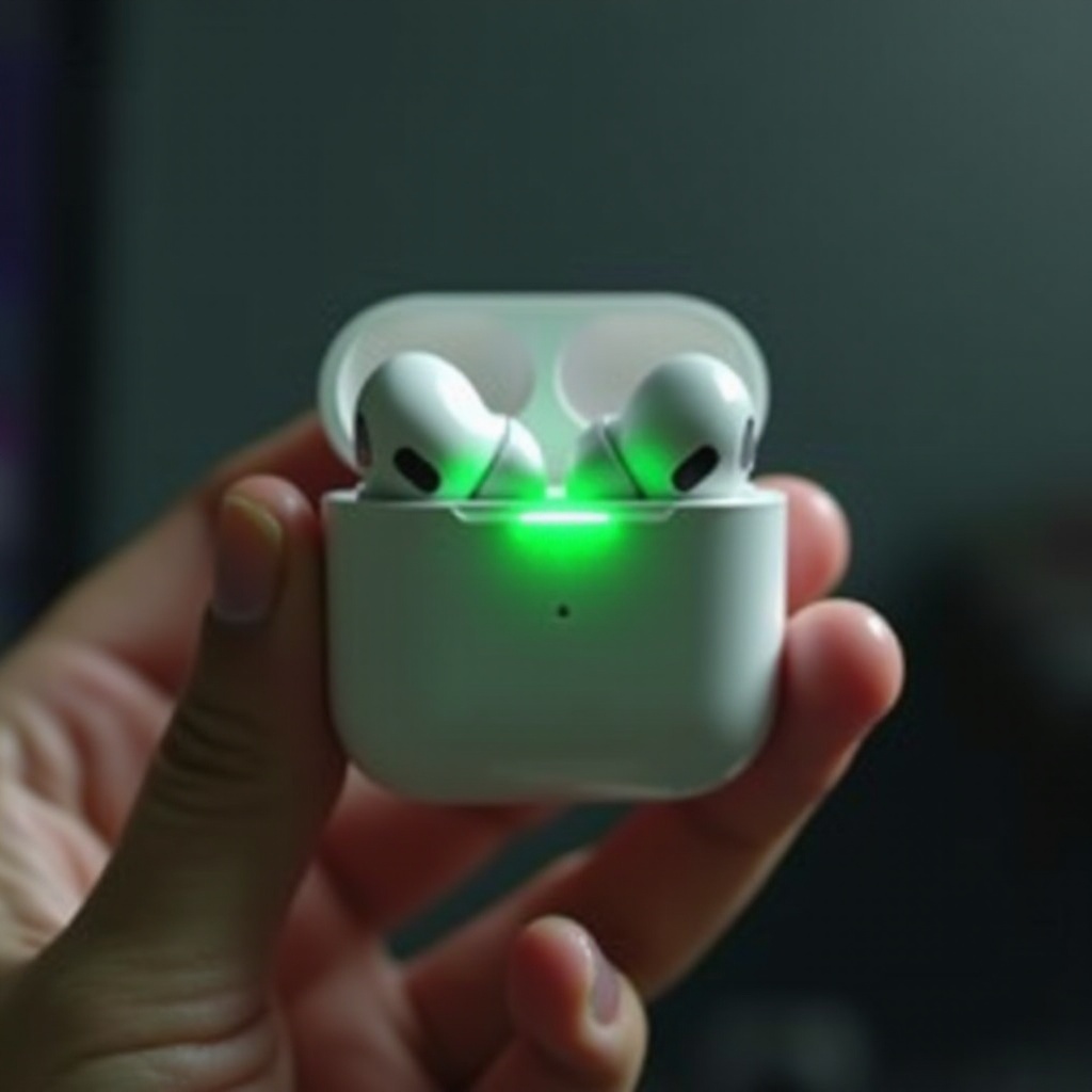 AirPod miga na zielono
