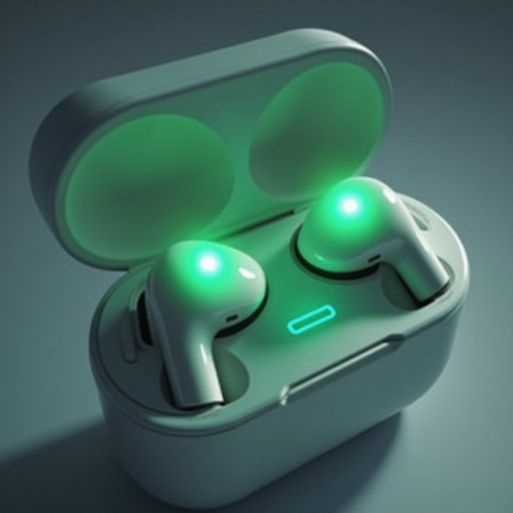 AirPod vilkkuu vihreänä