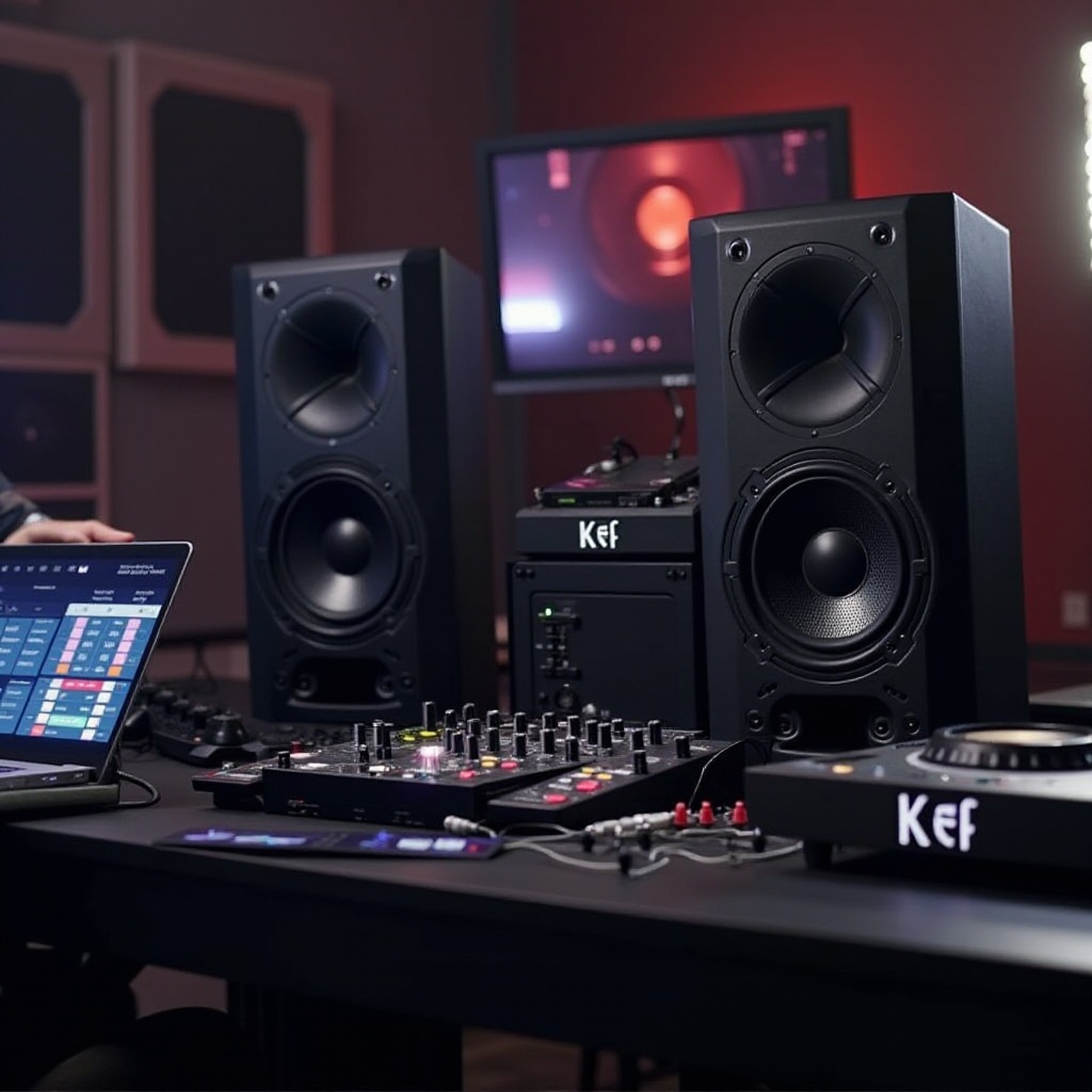 menghubungkan speaker Kef ke setup DJ saya