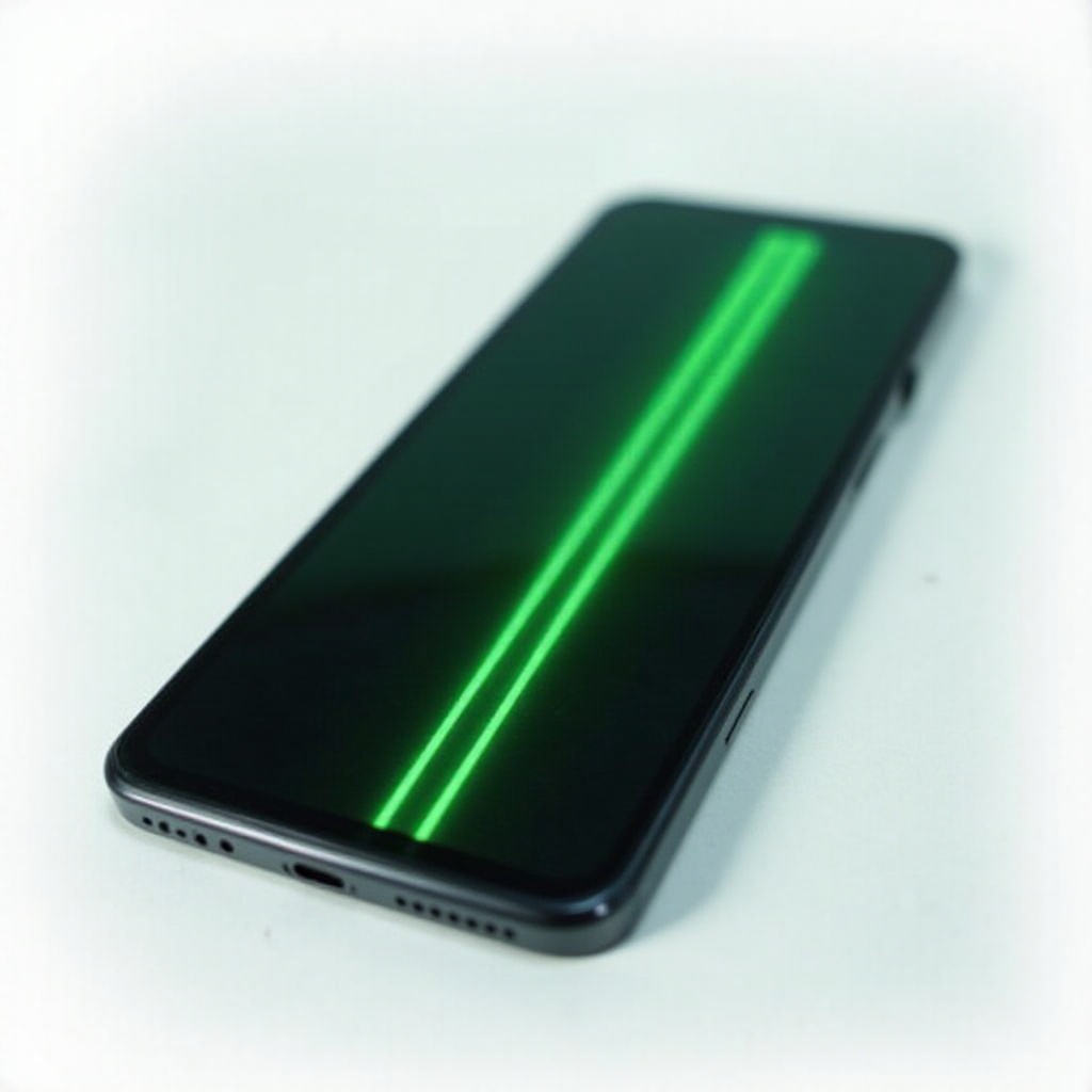携帯電話の画面上の緑の線