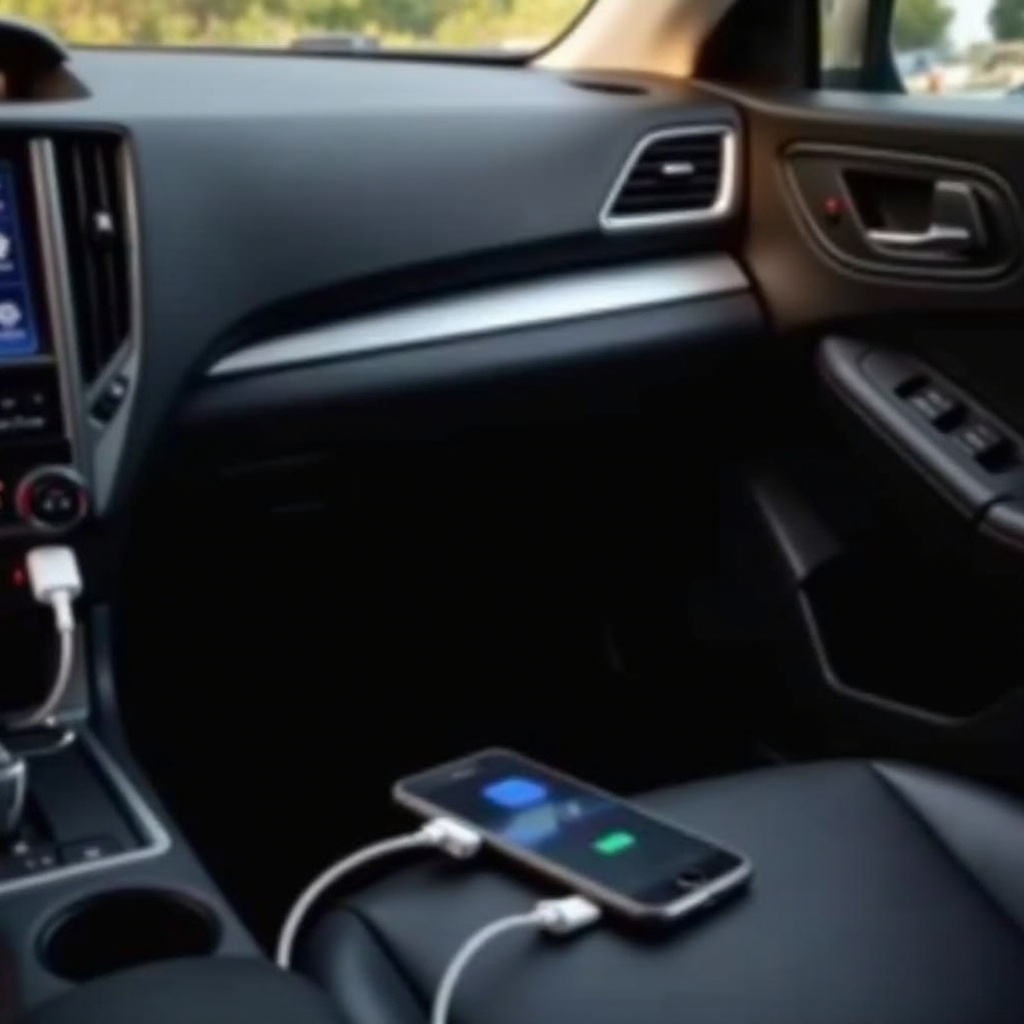 Ładowanie telefonu Samsung w Subaru Outback z 2000 roku